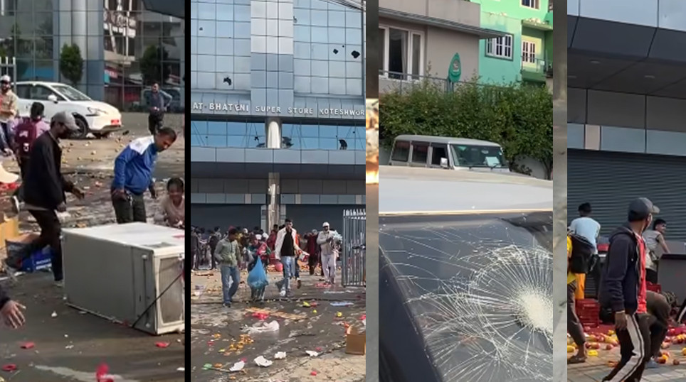 कोटेश्वरको भाटभटेनीमा राजावादी समूह प्रवेश गरेर तोडफोड र लुटपाट