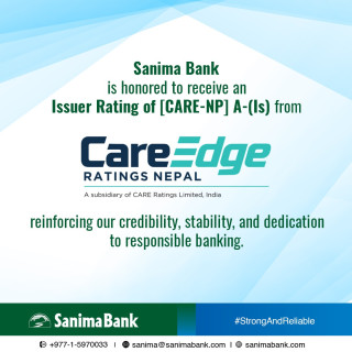 सानिमा बैंक लिमिटेडले [CARE-NP] A- (Is) रेटिङ्ग प्राप्त गर्न सफल